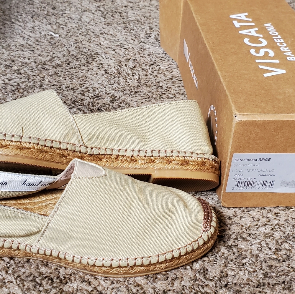 New Viscata Barceloneta Canvas Espadrilles/ Beige
